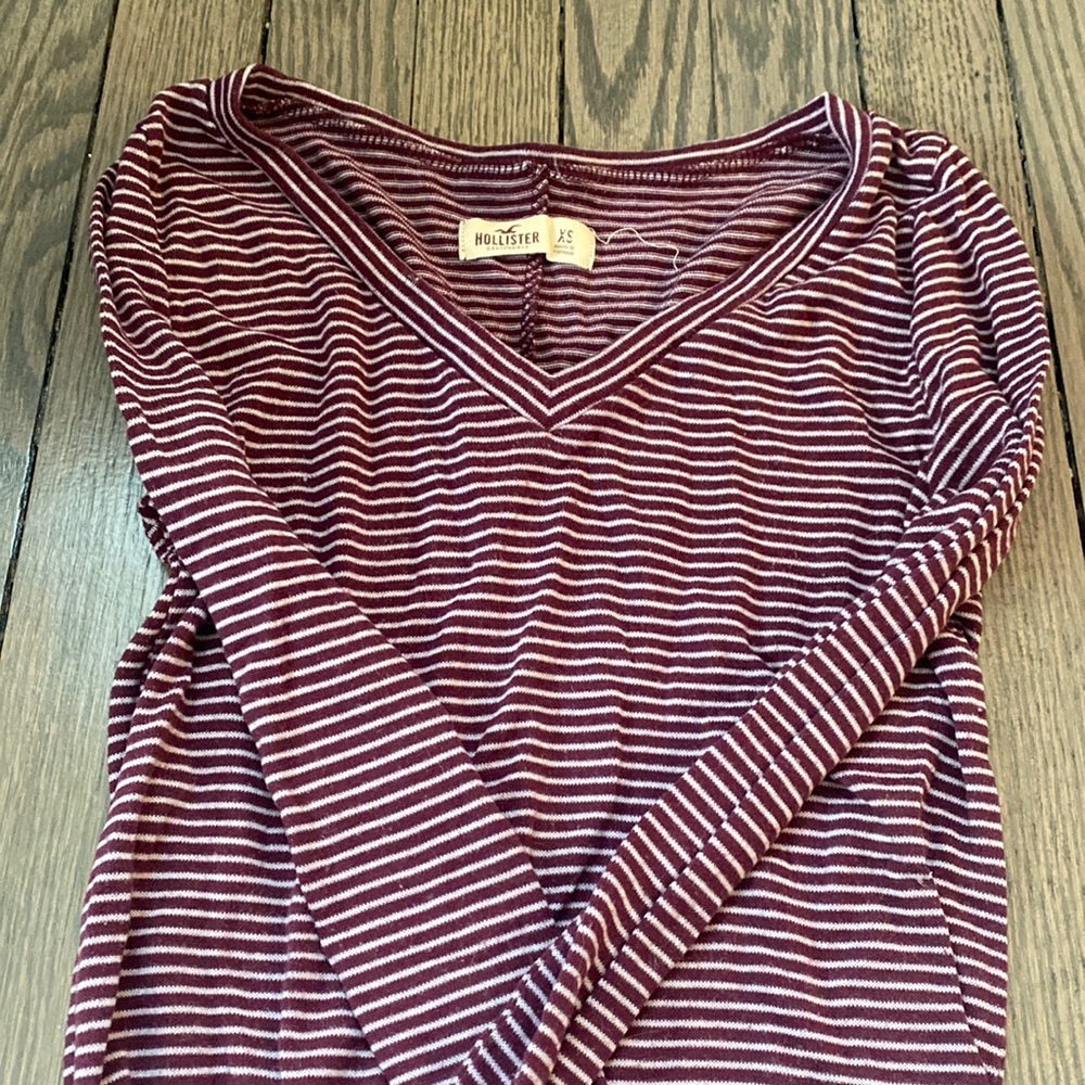 Maroon and white Hollister long sleeve